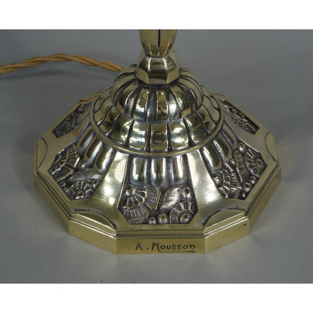 French Art Deco Table Lamp by A. Mousson & Verreries Des Hanots - 1920s France For Sale - Image 6 of 15