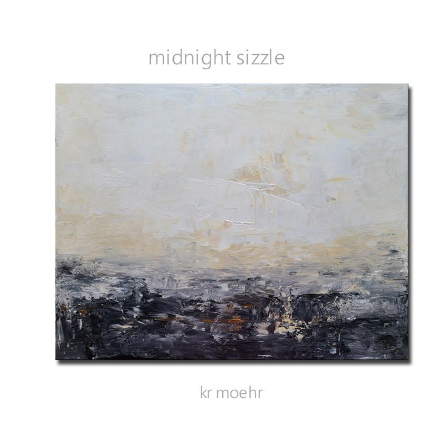 MIDNIGHT SIZZLE is an original abstract painting (landscape style) created with acrylics on stretched/back-stapled canvas....