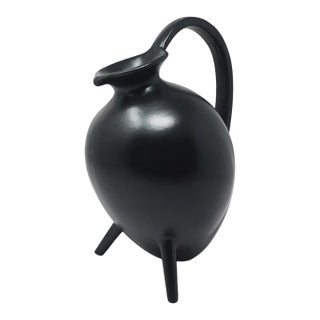 1990s Italian Bucchero Ceramic "Gubbio" Tripod Pitcher by Gio Ponti for Neoponti/Costantino For Sale