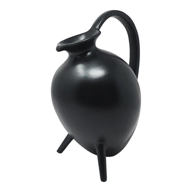 1990s Italian Bucchero Ceramic "Gubbio" Tripod Pitcher by Gio Ponti for Neoponti/Costantino For Sale