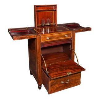 Antique Cocktail Cabinet, English, Counterweighted Bar, Albert Barker, Victorian For Sale