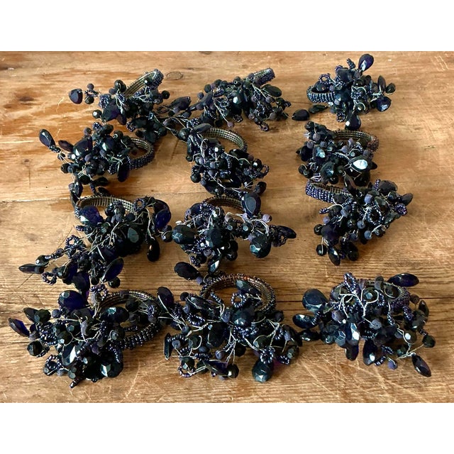 Vintage Boho Amethyst Crystal Napkin Rings - Set of 12 For Sale - Image 9 of 11