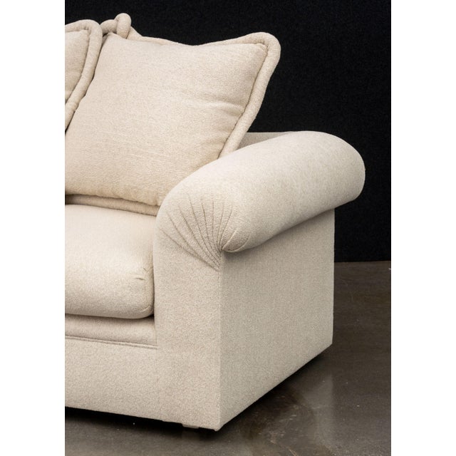 Late 20th Century Modern Beige Upholstered Three-Seat Sofa For Sale - Image 5 of 7
