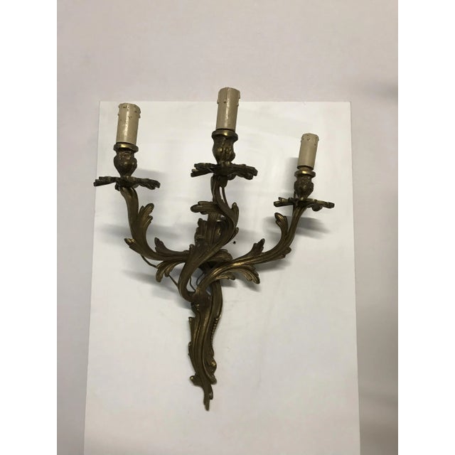 Vintage Italian Bronze Wall Sconces, Set of 2 For Sale - Image 3 of 8