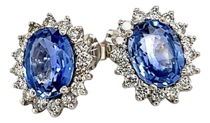 Natural Sapphire Diamond Earrings 14k Gold 3.2 TCW Certified