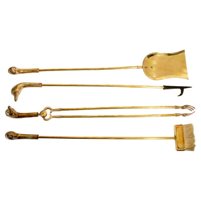 Vintage French Solid Brass Duck Head Fireplace Tool Set, Maison Jansen Style, 19 For Sale - Image 17 of 17