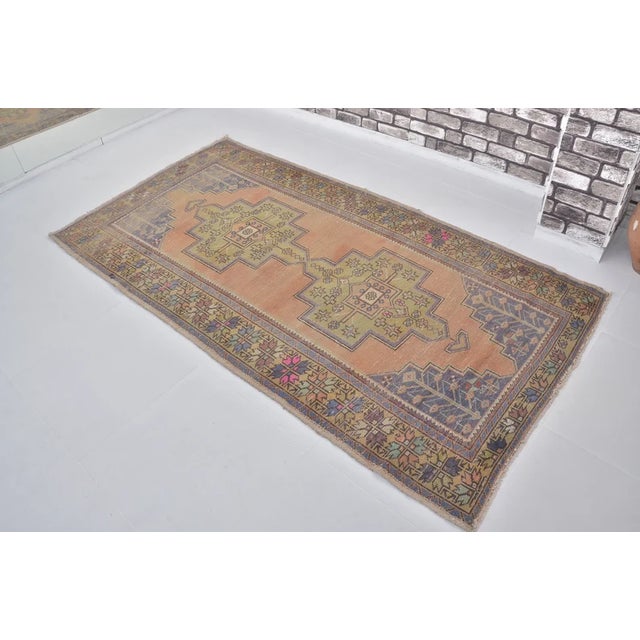 Handmade wool carpet in Turkish Anatolia , Vintage Oushak Rug,Turkish Vintage Anatolian Rug, Handmade wool Rug . One Of...