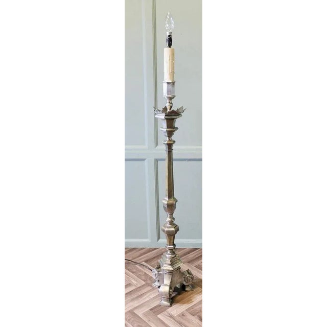 Silver-Plated Floor Lamp, 1900s For Sale - Image 10 of 11