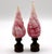 Elevate your lighting with this striking pair of vintage hand-blown art glass lamp finials. Each finial features a...