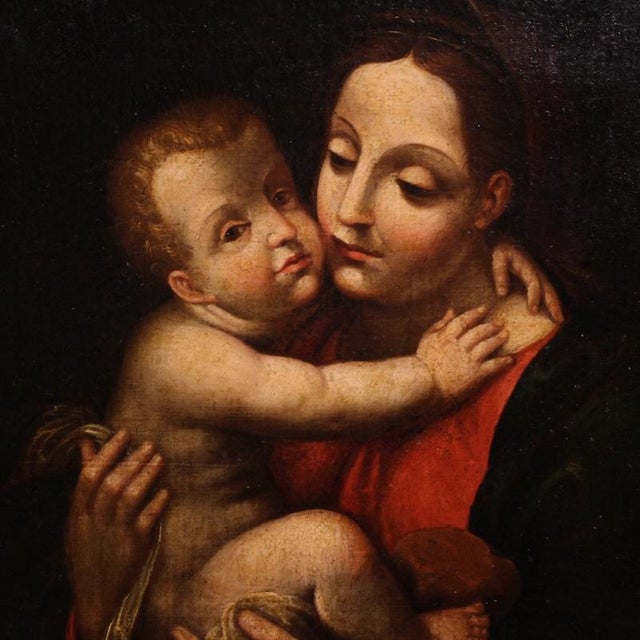 Italian Artist, Madonna and Child, 1770, Oil on Canvas For Sale - Image 4 of 13