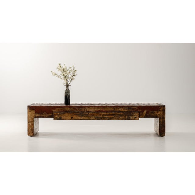 Chinoiserie Coffee Table with Two Drawers, Antique, India, 20th Century For Sale In Greensboro - Image 6 of 16