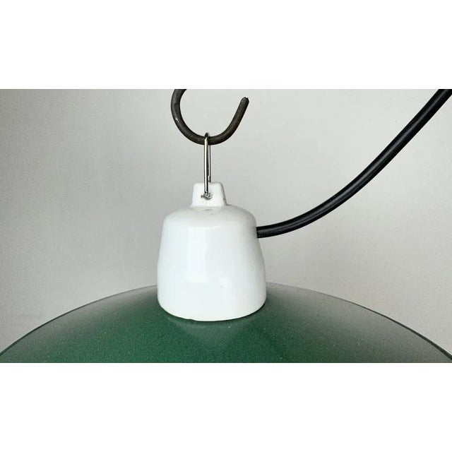 Industrial Industrial Green Enamel Pendant Light, 1970s For Sale - Image 3 of 12