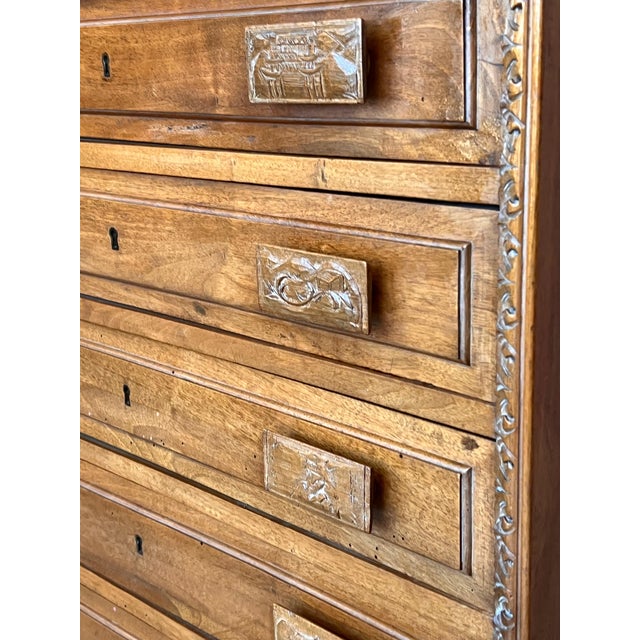 Spanish Fall-Front Secretary Desk in Carved Oak, Spain, circa 1950 For Sale - Image 14 of 18