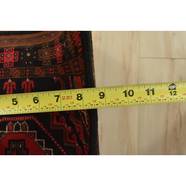 Vintage Baloch Rug 3'1'' X 4'8'' Black Wool Tribal Hand-Knotted Oriental Carpet For Sale - Image 10 of 12