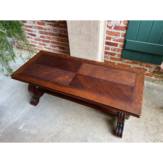Antique French Coffee Table Carved Oak Bench Baroque Window Hall Seat C1900. For Sale In Dallas - Image 6 of 18
