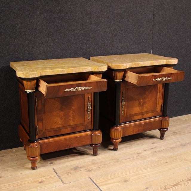 20th-Century Italian Bedside Tables with Marble Top, 1970s, Set of 2 For Sale - Image 4 of 13