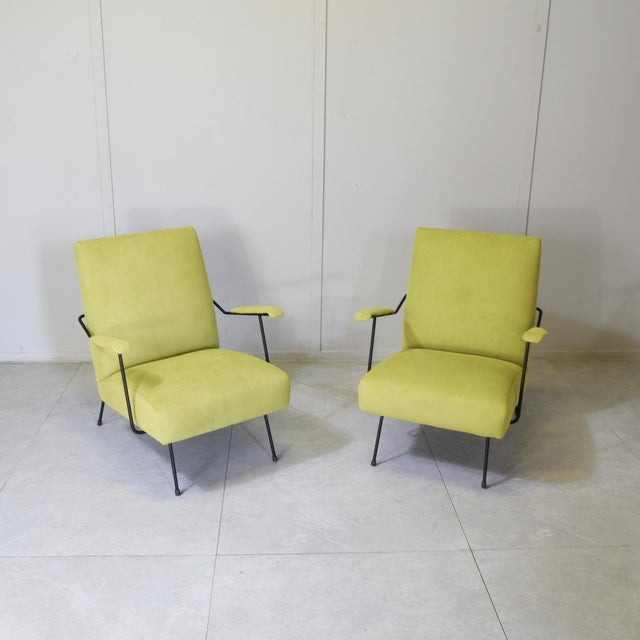 Slipper Chairs in Tubular Metal by Mario Franchioni for Framar, 1950s, Set of 2 For Sale - Image 4 of 13