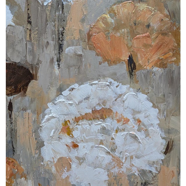 Contemporary Large Sized Coral Flowers Painting on Canvas For Sale - Image 3 of 7