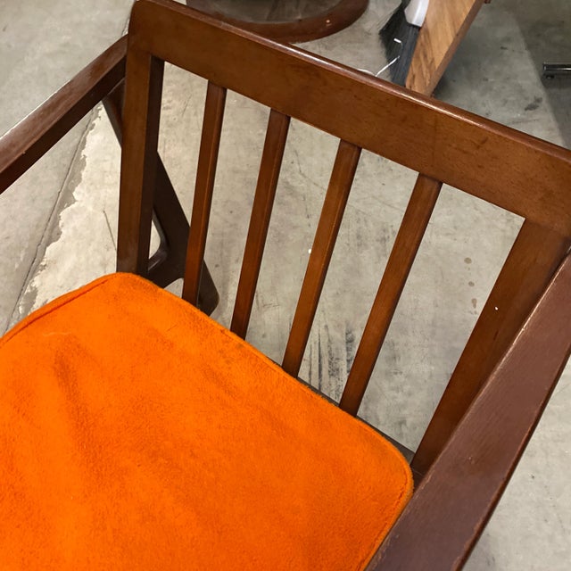 Gorgeous mid century wooden rocking chair, stamped and ready to use.