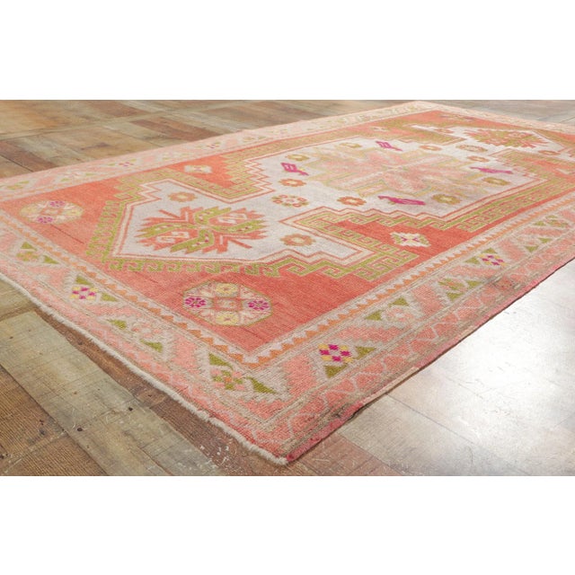 Textile Vintage Turkish Oushak Rug - 04'10 X 08'01 For Sale - Image 7 of 10