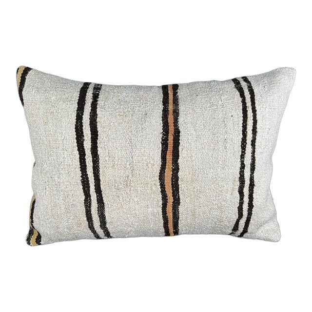 Turkish Hemp Pillow Cushion Natural Beige Brown Pillow Cushion Cover 16" x 24" For Sale