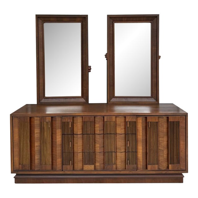 1970s Brutalist-Inspired Dresser With Two Mirrors For Sale