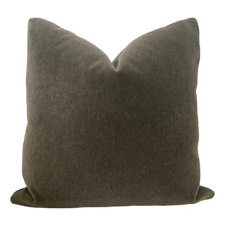 Genuine Mohair Pillow in Antique Pewter 24" For Sale