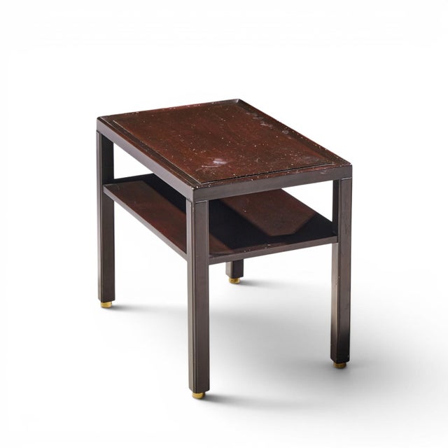 Edward Wormley for Dunbar Mid Century Mahogany and Brass Side End Tables - Pair For Sale - Image 10 of 12