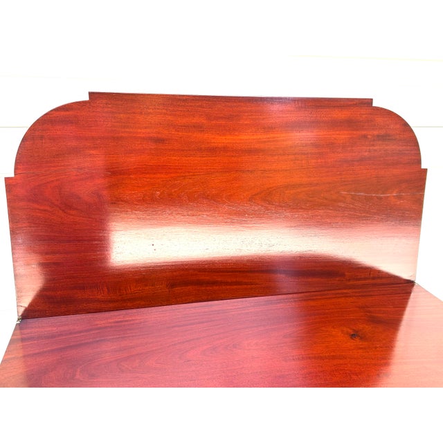 Antique, Flame-Mahogany, Federal Style, Game Table, Swivel and Hinged Flip-Top Mechanism, Geometric String Inlay, C1780-1830, Demilune Console Table For Sale - Image 12 of 12
