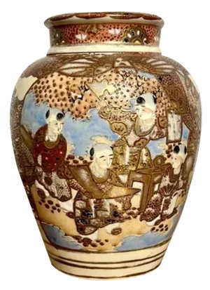 Antique Japanese Satsuma Ginger Jar and Cover, 1910
