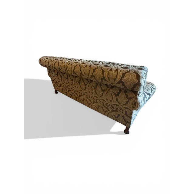 English Roll Arm Damask Sofa For Sale In Chicago - Image 6 of 7