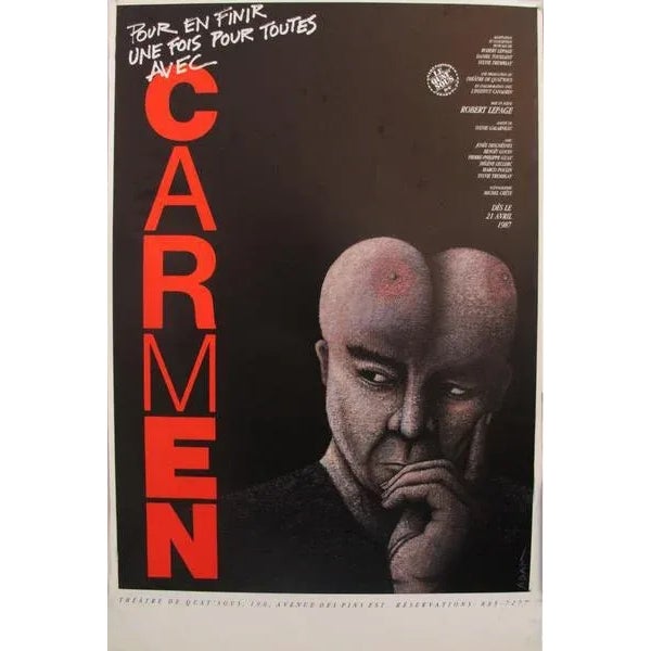 1980s 1987 Original Vintage Theater Poster - Carmen - Robert Lepage - Yvan Adam For Sale - Image 5 of 5