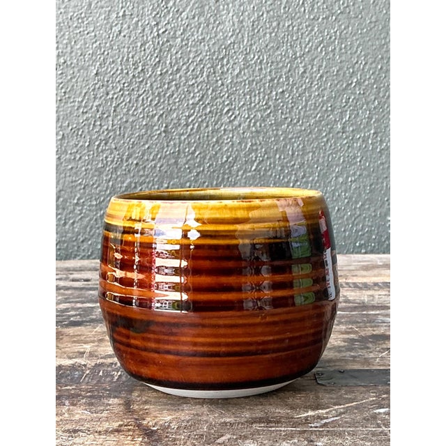 Vintage Brown Studio Pottery Bowl For Sale - Image 12 of 17