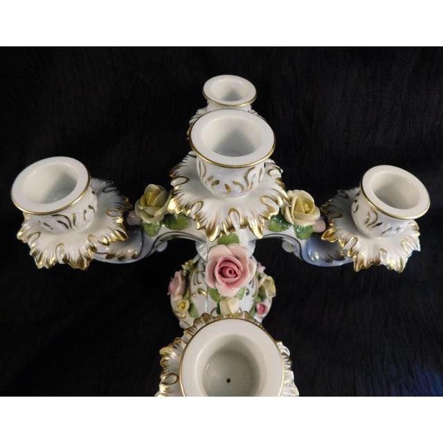 Alboth and Kaiser Five Candle Candelabra With Dimensional Flowers For Sale In San Francisco - Image 6 of 9
