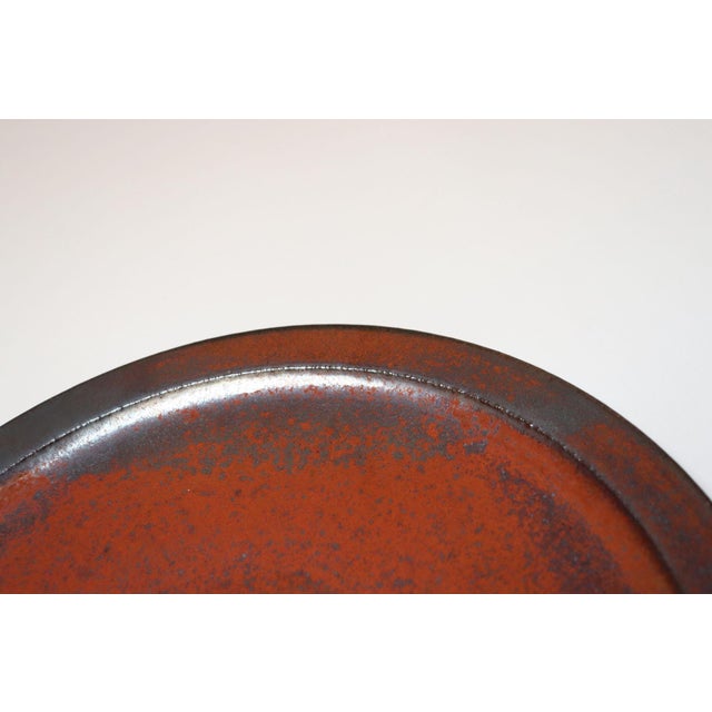 Vintage Studio Pottery Charger in Metallic Gray and Red Glaze by Deanna Nichols For Sale - Image 9 of 17
