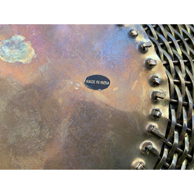 Large Woven Brass Wire Basket Ring Handles For Sale - Image 10 of 12