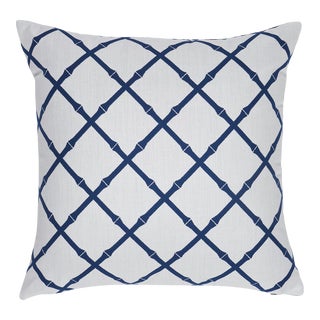 Schumacher Bamboo Trellis Indoor/Outdoor Pillow 20" x 20" in Navy For Sale