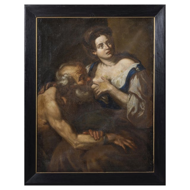 Circle of Johann Carl Loth, Caritas Romana, 17th Century, Oil Painting on Canvas For Sale - Image 16 of 16