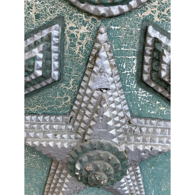 Tramp Art Folk Art Dog Bed With Silver And Blue Paint For Sale - Image 9 of 12