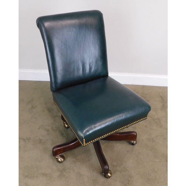 Hancock & Moore Green Leather Swivel Desk Chair Chairish