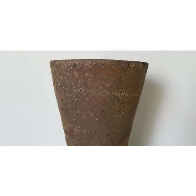 Ceramic Mid-Century Rustic Texture Art Pottery Vase For Sale - Image 7 of 9