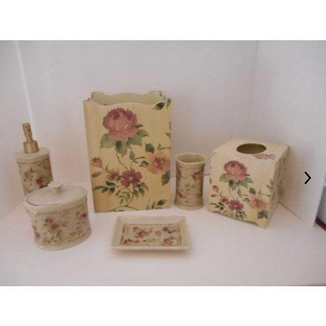 French Floral Bathroom Wastebasket Tissue Box Set Of 6 Chairish