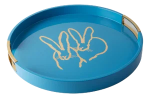 Hunt Slonem Bunny Drinks Tray, French Blue