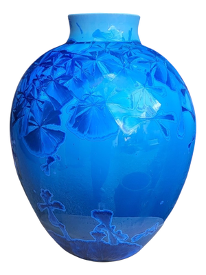 Vase in Glazed Porcelain with Blue Crystallizations by Patrice Lusardi, 1980s
