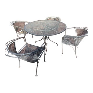 Mid 20th Century Woodard Dining Table & 4 Chairs, Attributed For Sale