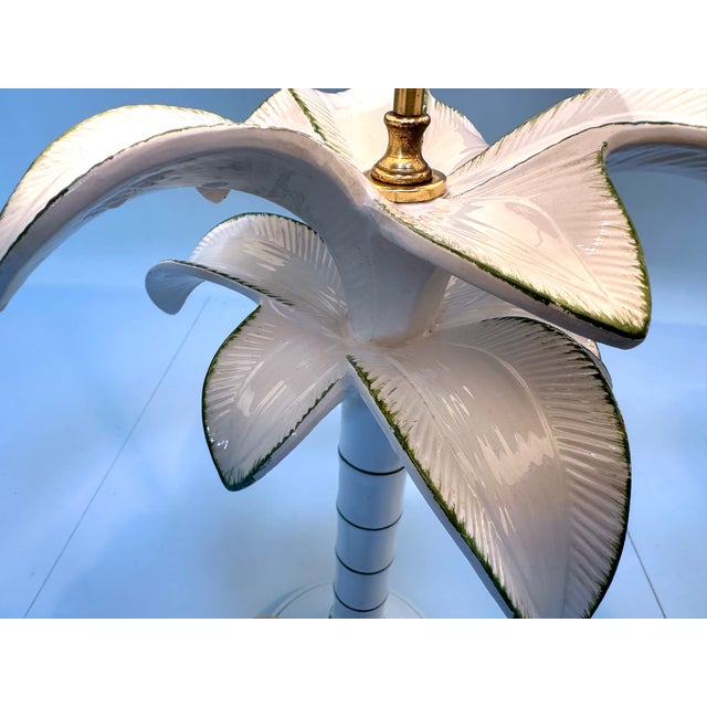 Italian Painted Ceramic and Brass Palm Tree Table Lamps from Tommaso Barbi, 1970s, Set of 2 For Sale - Image 12 of 18
