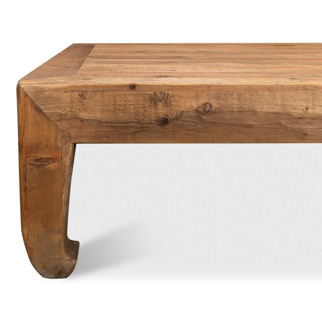 Ming Style Square Coffee Table in Tan Reclaimed Pine For Sale - Image 10 of 11