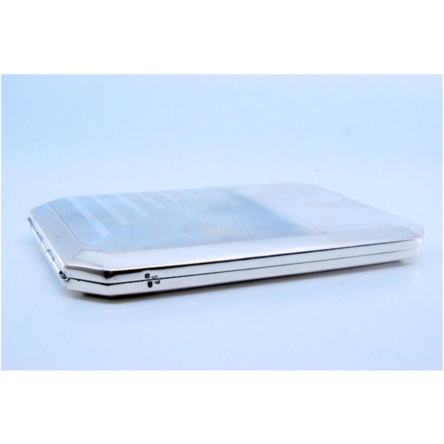Plain Silver Cigarette Case with Beveled Corners For Sale - Image 9 of 10