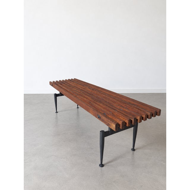 Ico Parisi Mid-Century Italian Teak Slatted Bench, 1960s For Sale - Image 4 of 9