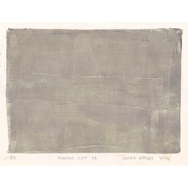 Presidio Play-08 Original Monoprint - 5*7 Abstract Landscape Almond Black Art Painting by Carrie Bergey For Sale